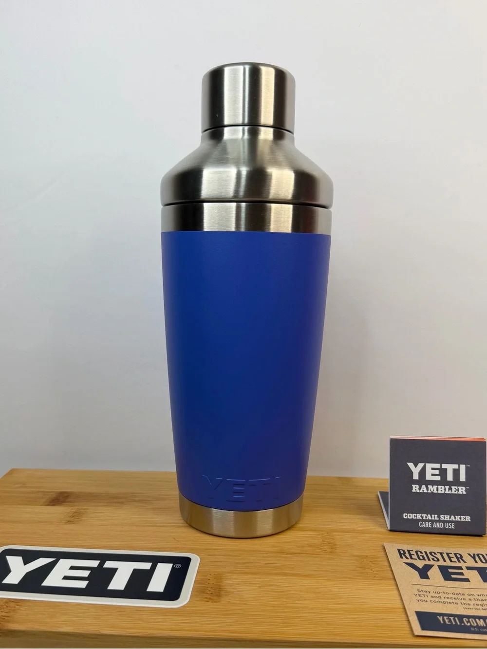 Yeti Blue Stainless Steel Cocktail Shaker with Brushed Steel Top